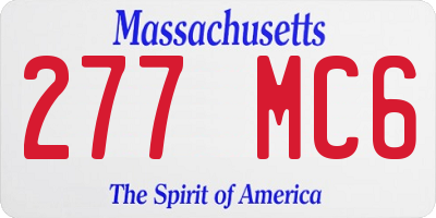 MA license plate 277MC6