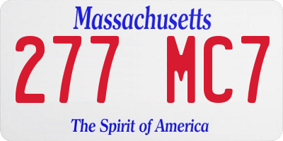 MA license plate 277MC7