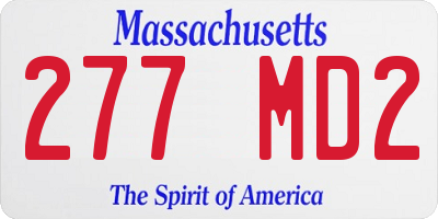 MA license plate 277MD2