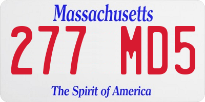 MA license plate 277MD5