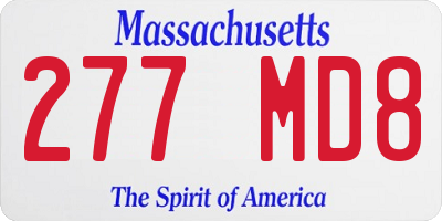 MA license plate 277MD8