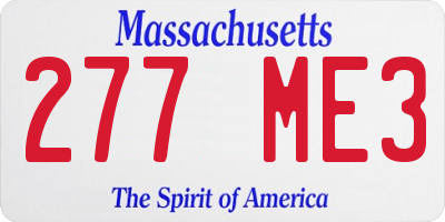 MA license plate 277ME3