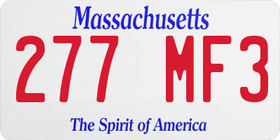 MA license plate 277MF3