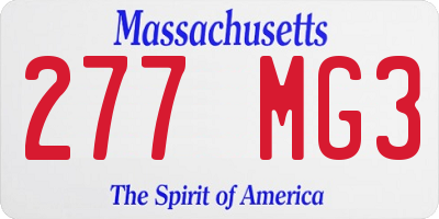 MA license plate 277MG3