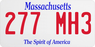 MA license plate 277MH3