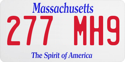MA license plate 277MH9