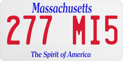 MA license plate 277MI5