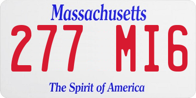 MA license plate 277MI6