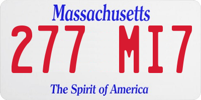 MA license plate 277MI7