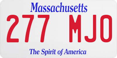 MA license plate 277MJ0