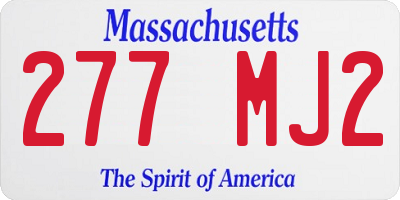 MA license plate 277MJ2