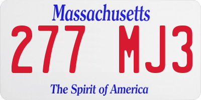 MA license plate 277MJ3