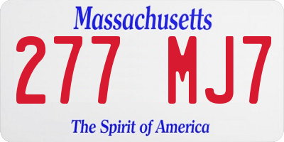 MA license plate 277MJ7
