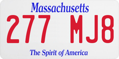 MA license plate 277MJ8