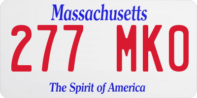 MA license plate 277MK0