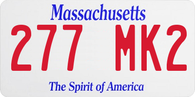 MA license plate 277MK2