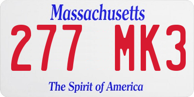 MA license plate 277MK3