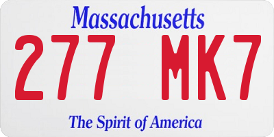 MA license plate 277MK7