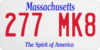MA license plate 277MK8
