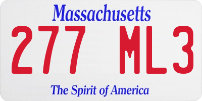 MA license plate 277ML3