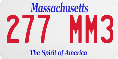 MA license plate 277MM3