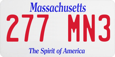 MA license plate 277MN3