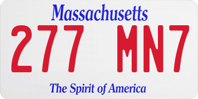 MA license plate 277MN7