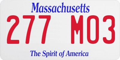 MA license plate 277MO3