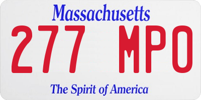 MA license plate 277MP0