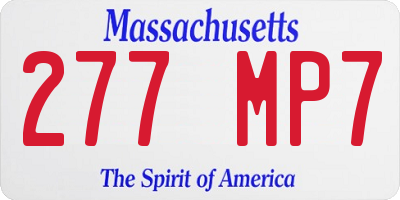 MA license plate 277MP7