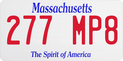 MA license plate 277MP8