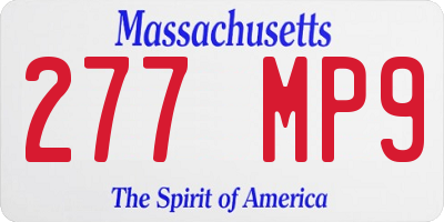 MA license plate 277MP9