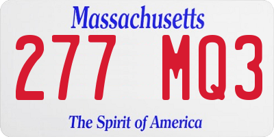 MA license plate 277MQ3