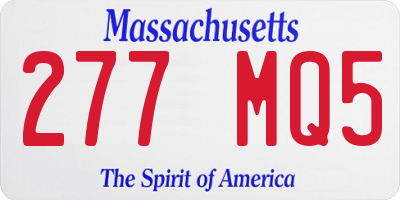 MA license plate 277MQ5