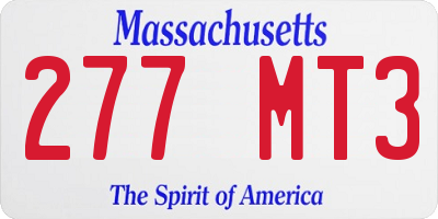 MA license plate 277MT3