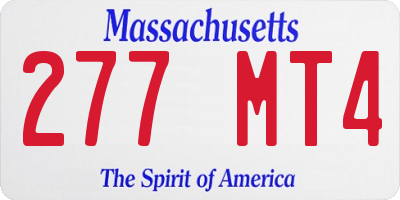 MA license plate 277MT4