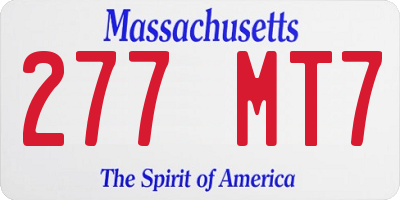 MA license plate 277MT7