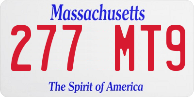 MA license plate 277MT9