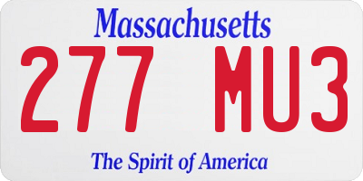 MA license plate 277MU3