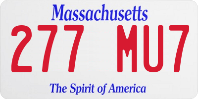 MA license plate 277MU7