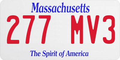 MA license plate 277MV3