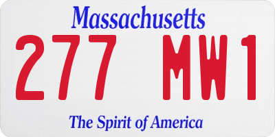 MA license plate 277MW1