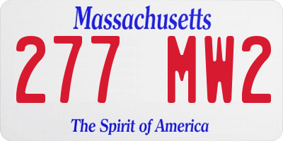 MA license plate 277MW2