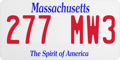 MA license plate 277MW3