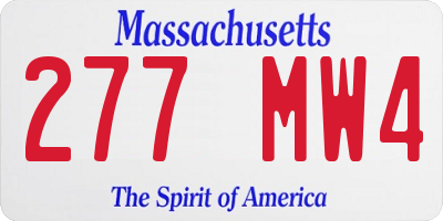 MA license plate 277MW4