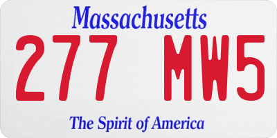 MA license plate 277MW5