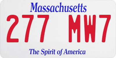 MA license plate 277MW7