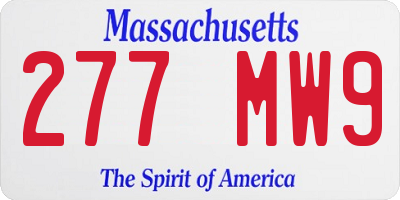 MA license plate 277MW9