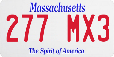 MA license plate 277MX3
