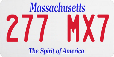 MA license plate 277MX7